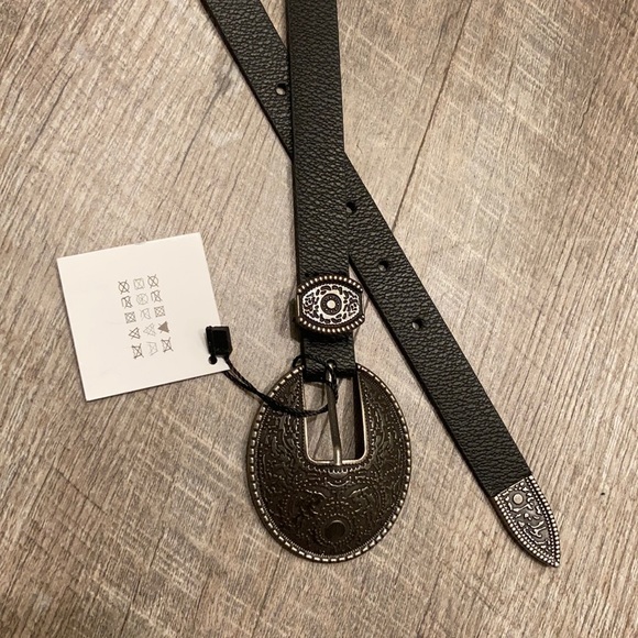 Zara black vegan leather western belt 27- - Picture 2 of 4
